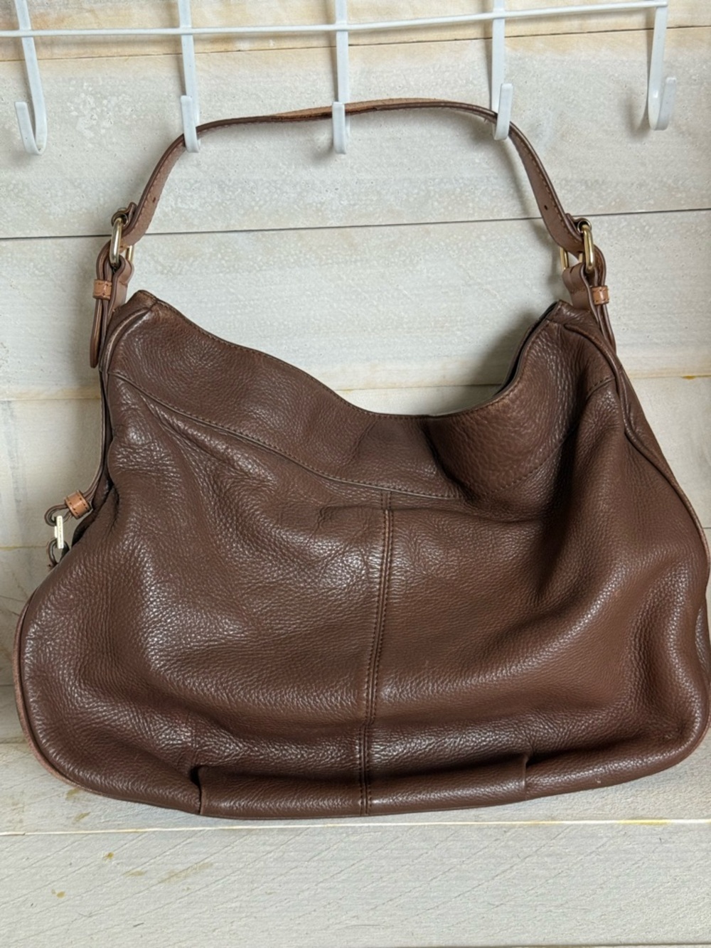 Tory Burch Brown Pebbled Leather Shoulder Bag - Picture 2 of 16